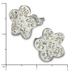 SilberDream Glitzer Ohrstecker Blume weiß Zirkonias GSO213W