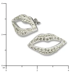 SilberDream Glitzer Ohrstecker Lippen weiß Zirkonias GSO214W