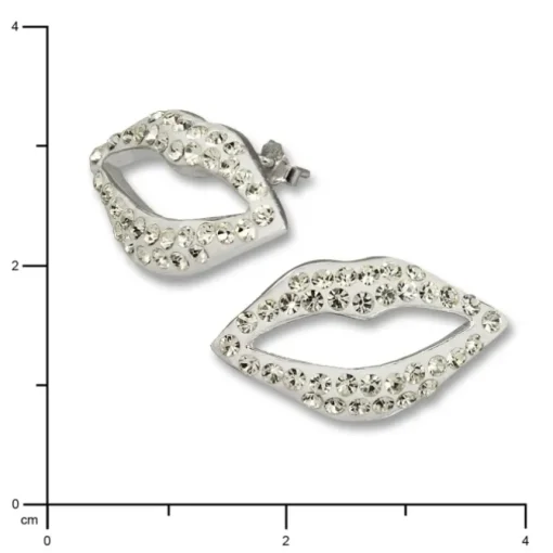 SilberDream Glitzer Ohrstecker Lippen weiß Zirkonias GSO214W