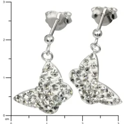 SilberDream Glitzer Ohrstecker Schmetterling weiß 925 Silber GSO401W