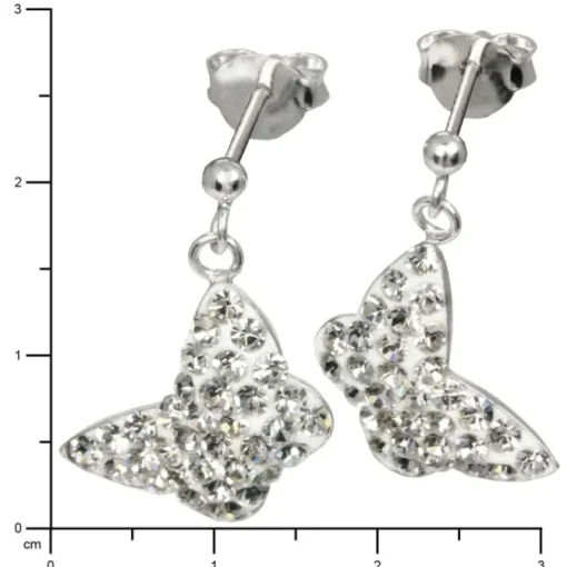 SilberDream Glitzer Ohrstecker Schmetterling weiß 925 Silber GSO401W
