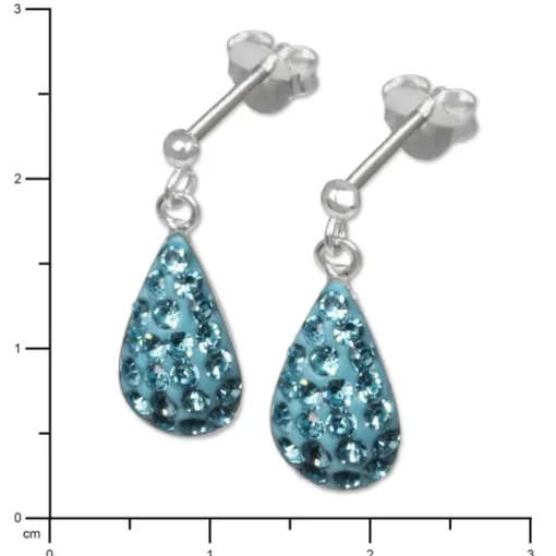 SilberDream Glitzer Ohrstecker Tropfen hellblau 925 Silber GSO403H