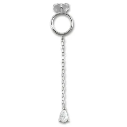 SilberDream Glitzer Ohrstecker hängender Tropfen weiß 925 Silber Ohrring GSO512W