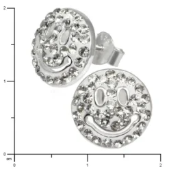 SilberDream Glitzer Ohrstecker Smiley weiß 925 Silber GSO218W