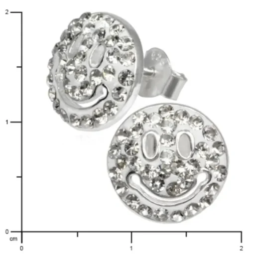 SilberDream Glitzer Ohrstecker Smiley weiß 925 Silber GSO218W