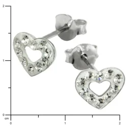 SilberDream Glitzer Ohrstecker Herz offen weiß 925er Silber GSO402W