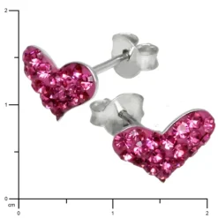 SilberDream Glitzer Ohrstecker Herz pink 925er Silber GSO404P
