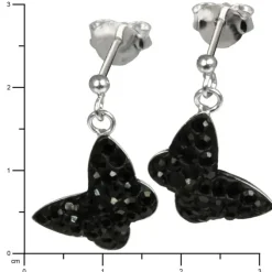 SilberDream Glitzer Ohrstecker Schmetterling schwarz Silber GSO401S