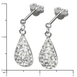SilberDream Glitzer Ohrstecker Tropfen weiß 925 Silber GSO403W