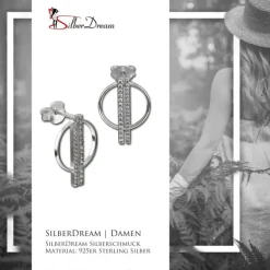 SilberDream Glitzer Ohrstecker Kreis Zirkonia weiß 925 Silber Ohrring GSO511W
