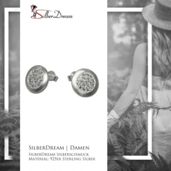 SilberDream Glitzer Ohrstecker Zirkoniascheibe weiß 925 Silber GSO219W