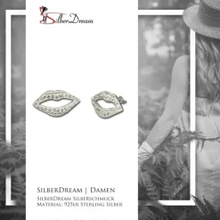 SilberDream Glitzer Ohrstecker Lippen weiß Zirkonias GSO214W