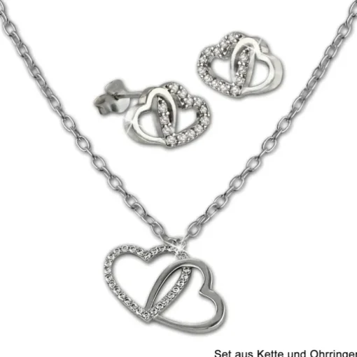 SilberDream Glitzer Ohrstecker Herzen Zirkonia weiß 925 Silber Ohrring GSO507W