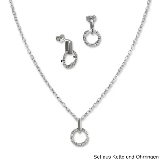 SilberDream Glitzer Ohrstecker Circle Zirkonia weiß 925 Silber Ohrring GSO508W