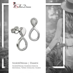 SilberDream Glitzer Ohrstecker Tropfen Zirkonia 925 Silber Ohrring GSO505W