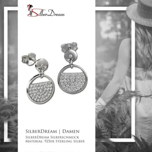 SilberDream Glitzer Ohrstecker Glamour Zirkonia weiß 925 Silber Ohrring GSO513W