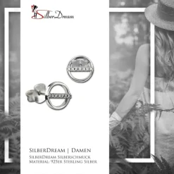 SilberDream Glitzer Ohrstecker Rund Zirkonia weiß 925 Silber Ohrring GSO509W
