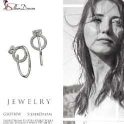 SilberDream Glitzer Ohrstecker Creole Zirkonia weiß 925 Silber Ohrring GSO510W