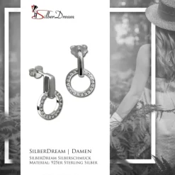 SilberDream Glitzer Ohrstecker Circle Zirkonia weiß 925 Silber Ohrring GSO508W