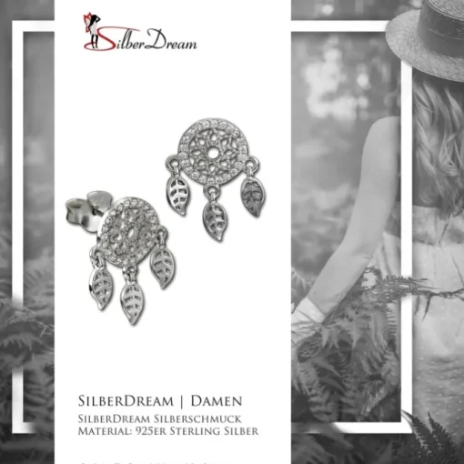 SilberDream Glitzer Ohrstecker Traumfänger Zirkonia 925 Silber Ohrring GSO503W