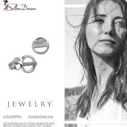 SilberDream Glitzer Ohrstecker Rund Zirkonia weiß 925 Silber Ohrring GSO509W