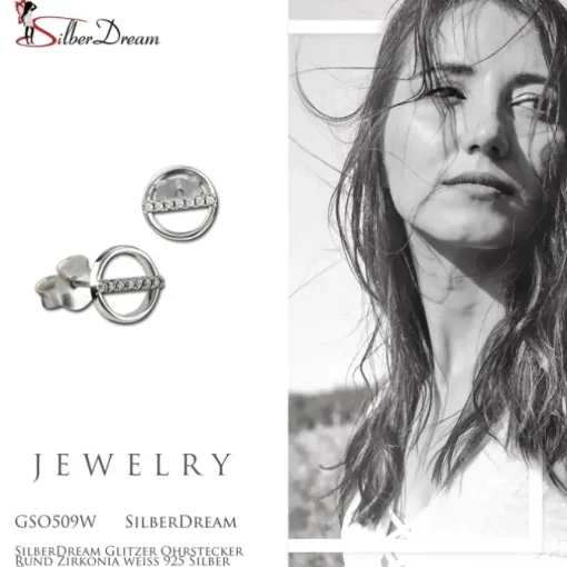 SilberDream Glitzer Ohrstecker Rund Zirkonia weiß 925 Silber Ohrring GSO509W