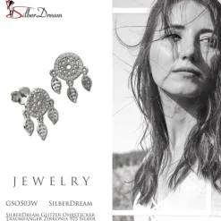 SilberDream Glitzer Ohrstecker Traumfänger Zirkonia 925 Silber Ohrring GSO503W