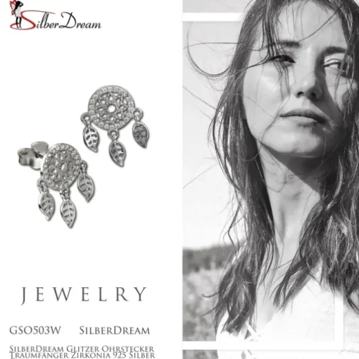 SilberDream Glitzer Ohrstecker Traumfänger Zirkonia 925 Silber Ohrring GSO503W