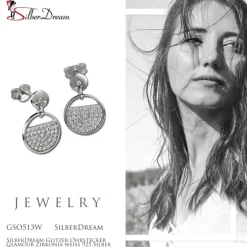 SilberDream Glitzer Ohrstecker Glamour Zirkonia weiß 925 Silber Ohrring GSO513W