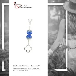 SilberDream Glitzer Set Kette 925 Zirkonias blau GSS008