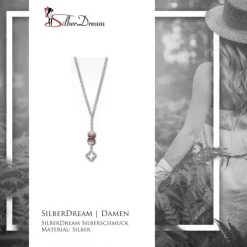 SilberDream Glitzer Set Kette 925 Zirkonias lila GSS004