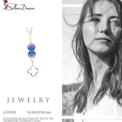SilberDream Glitzer Set Kette 925 Zirkonias blau GSS008