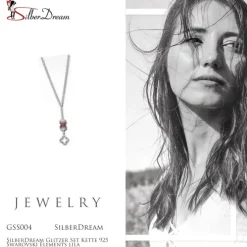 SilberDream Glitzer Set Kette 925 Zirkonias lila GSS004