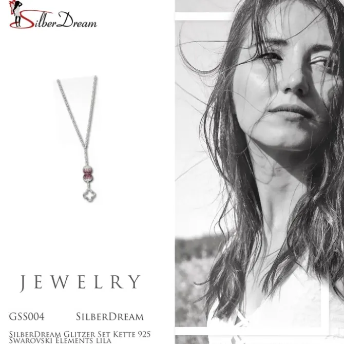 SilberDream Glitzer Set Kette 925 Zirkonias lila GSS004