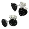 SilberDream Glitzer Set Ohrstecker Herz+Rund schwarz Ohrring 925 Silber GSS200S