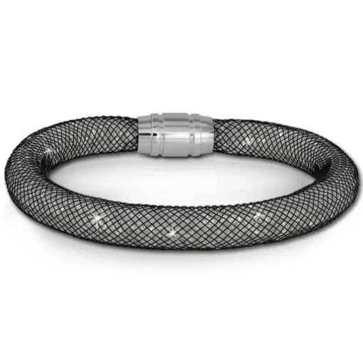 SilberDream Glitzerarmband Minikristalle schwarz/weiß 20cm Armband SDA050K0