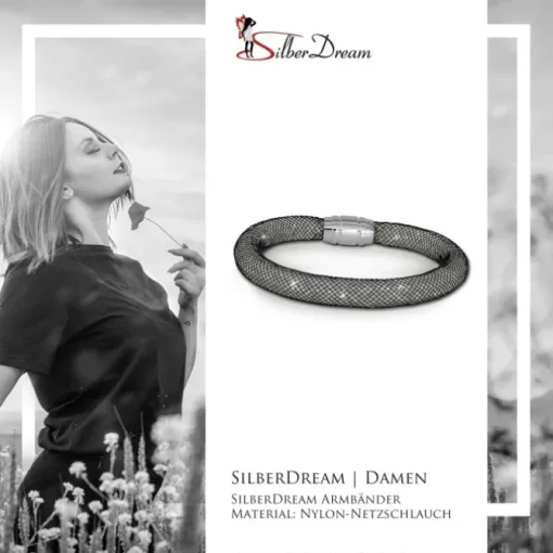 SilberDream Glitzerarmband Minikristalle schwarz/weiß 20cm Armband SDA050K0