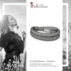 SilberDream Glitzerarmband Minikristalle schwarz/weiß Doppelarmband SDA051K9