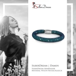 SilberDream Glitzerarmband Minikristalle türkis 20cm Armband Damen SDA050T0