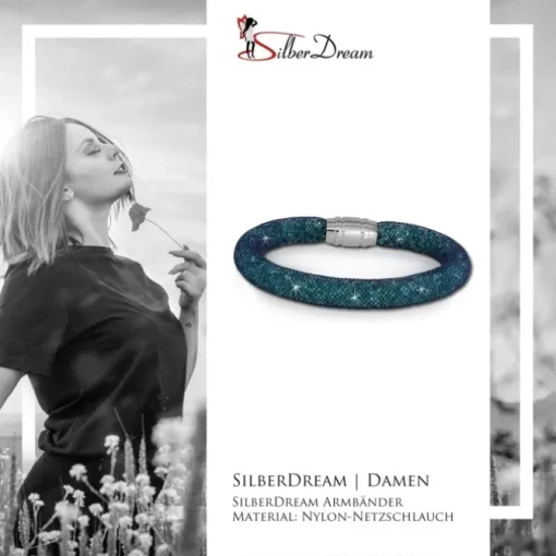 SilberDream Glitzerarmband Minikristalle türkis 20cm Armband Damen SDA050T0