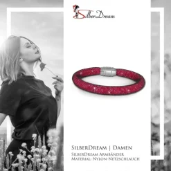 SilberDream Glitzerarmband Minikristalle fuchsia 18cm Armband Damen SDA050P9