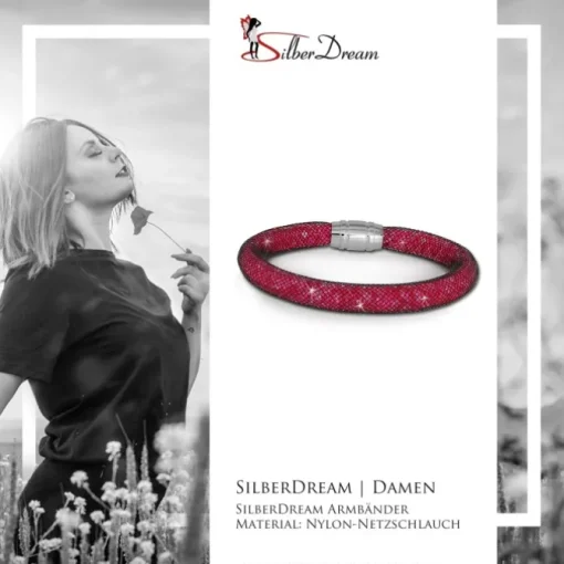 SilberDream Glitzerarmband Minikristalle fuchsia 18cm Armband Damen SDA050P9