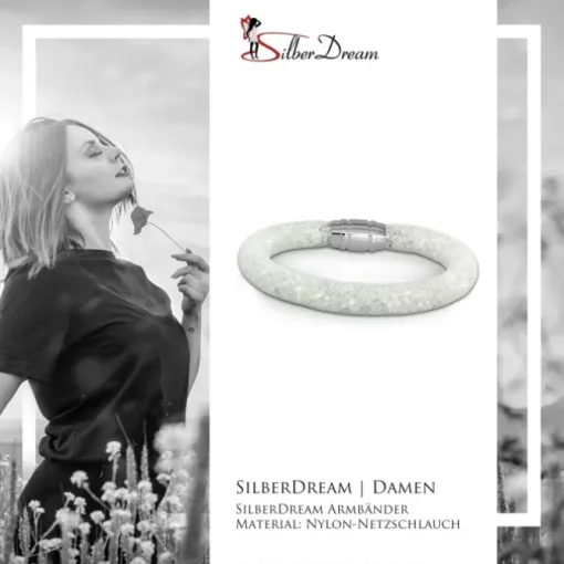 SilberDream Glitzerarmband Minikristalle weiß 18cm Armband Damen SDA050W9
