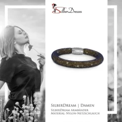 SilberDream Glitzerarmband Minikristalle goldfarben 18cm Armband Damen SDA050N9