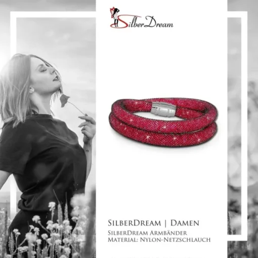SilberDream Glitzerarmband Minikristalle fuchsia Doppelarmband Damen SDA051P9