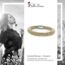 SilberDream Glitzerarmband Minikristalle goldfarben 18cm Armband Damen SDA050Y9