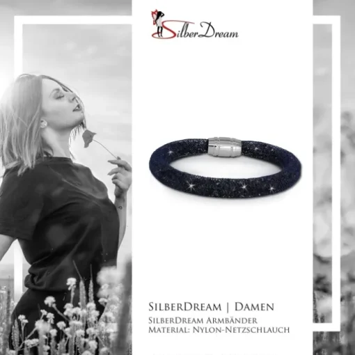SilberDream Glitzerarmband Minikristalle blaugrau 18cm Armband Damen SDA050B9