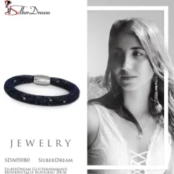 SilberDream Glitzerarmband Minikristalle blaugrau 20cm Armband Damen SDA050B0