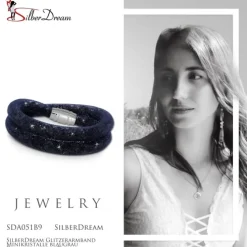 SilberDream Glitzerarmband Minikristalle blaugrau Doppelarmband Damen SDA051B9