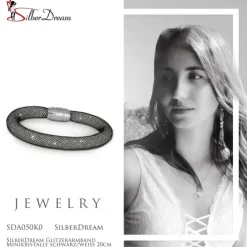 SilberDream Glitzerarmband Minikristalle schwarz/weiß 20cm Armband SDA050K0